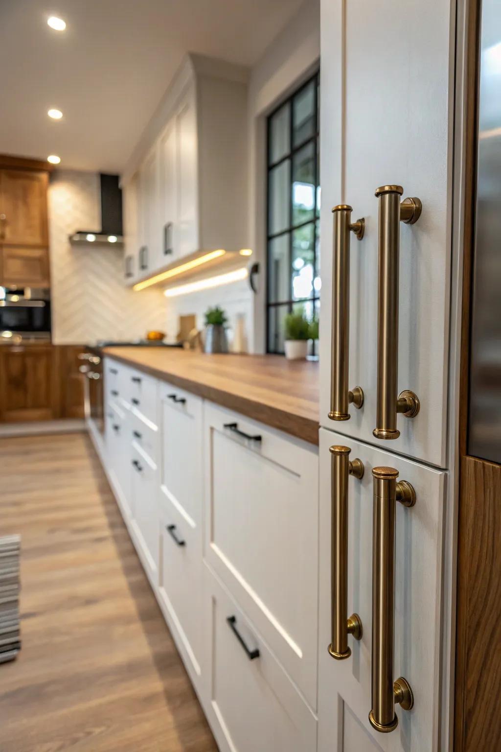 Bold hardware can transform the look of your kitchen cabinets.