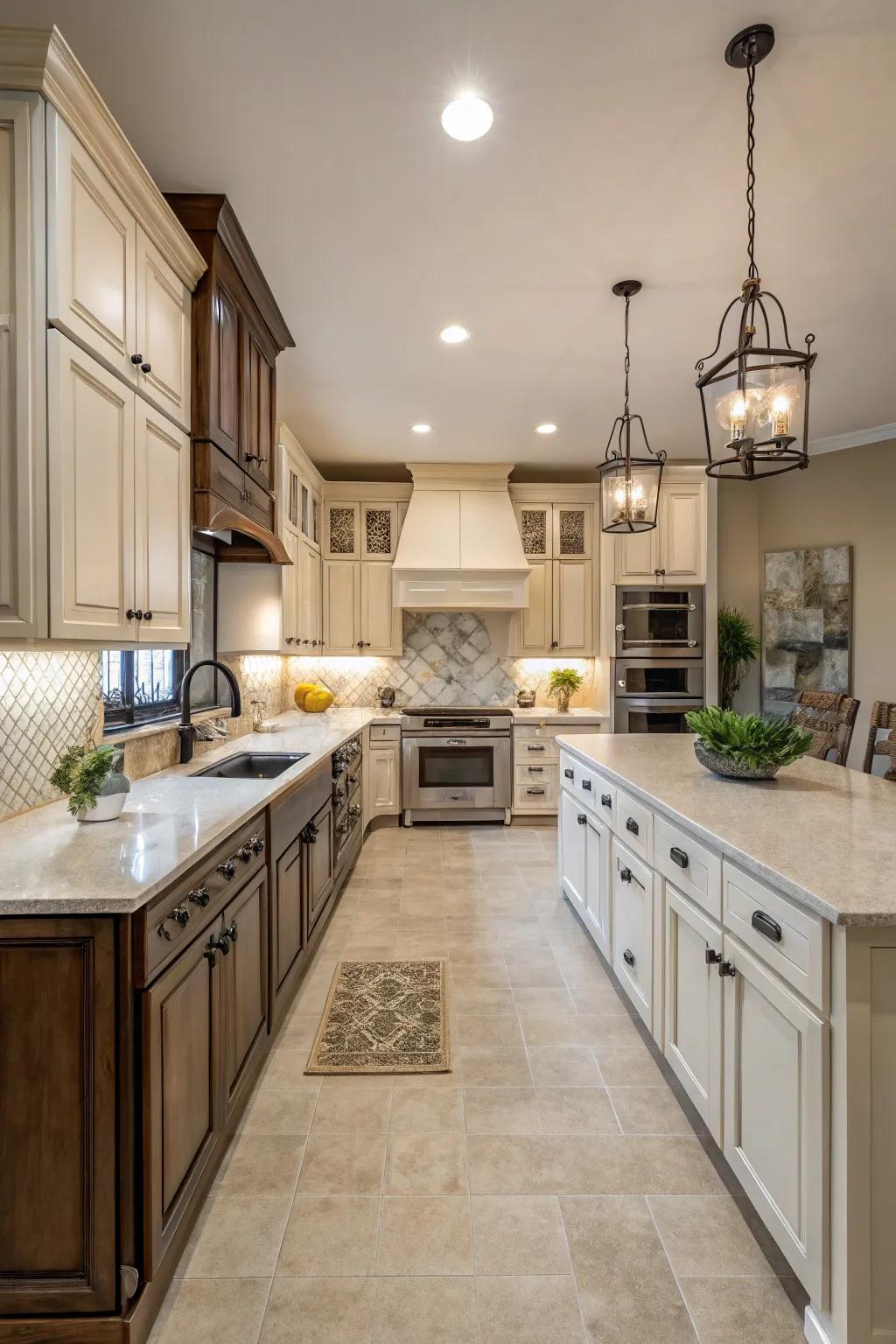 Symmetrical cabinet layouts bring balance and harmony to the kitchen.