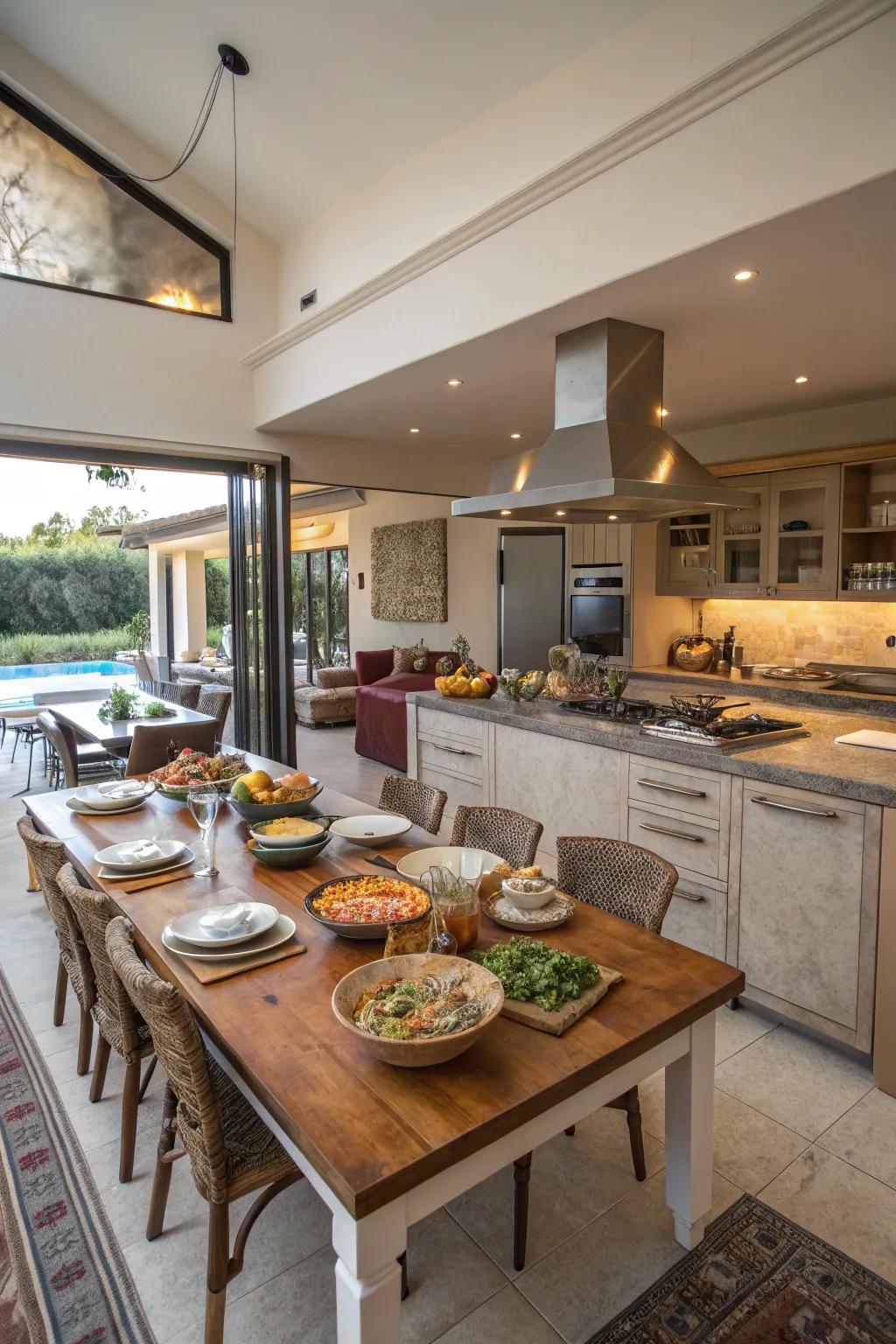 A multifunctional kitchen space that encourages interaction.