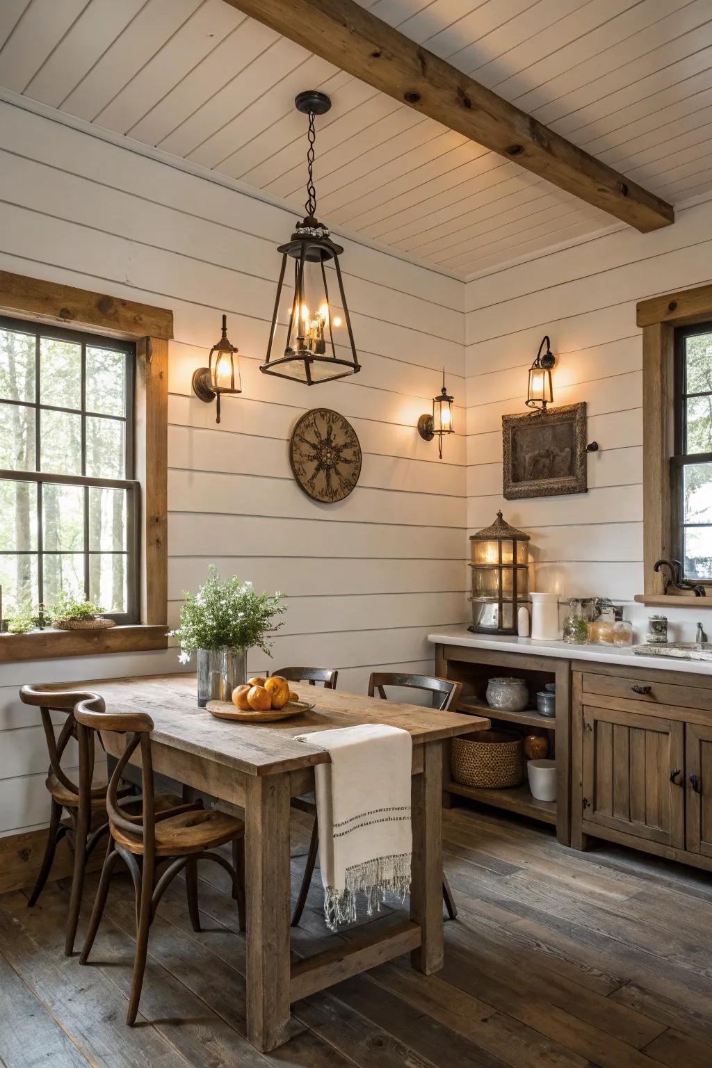 Farmhouse sconces add rustic charm to cozy kitchens.