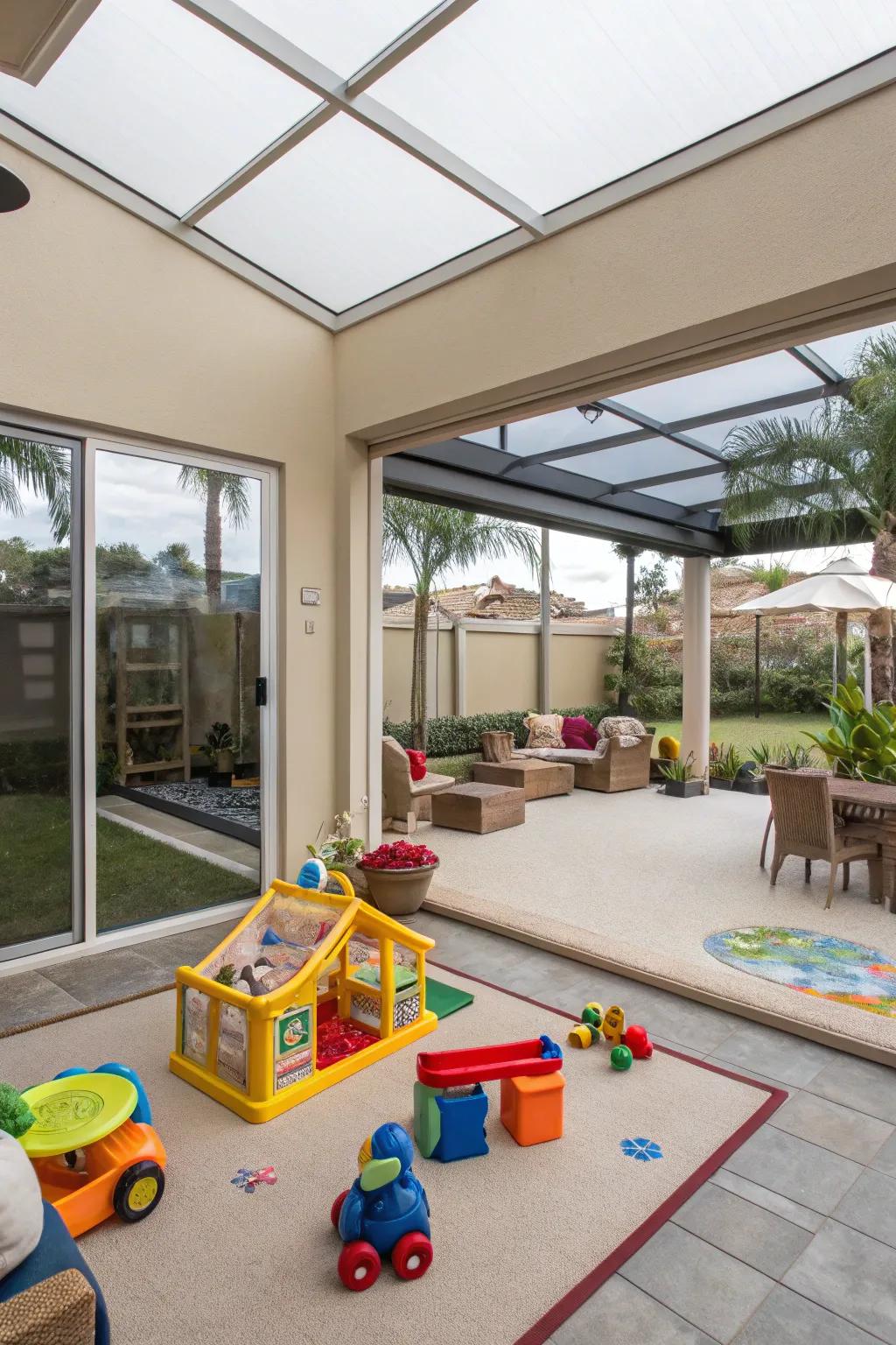 Create a playful haven for kids on your lanai.