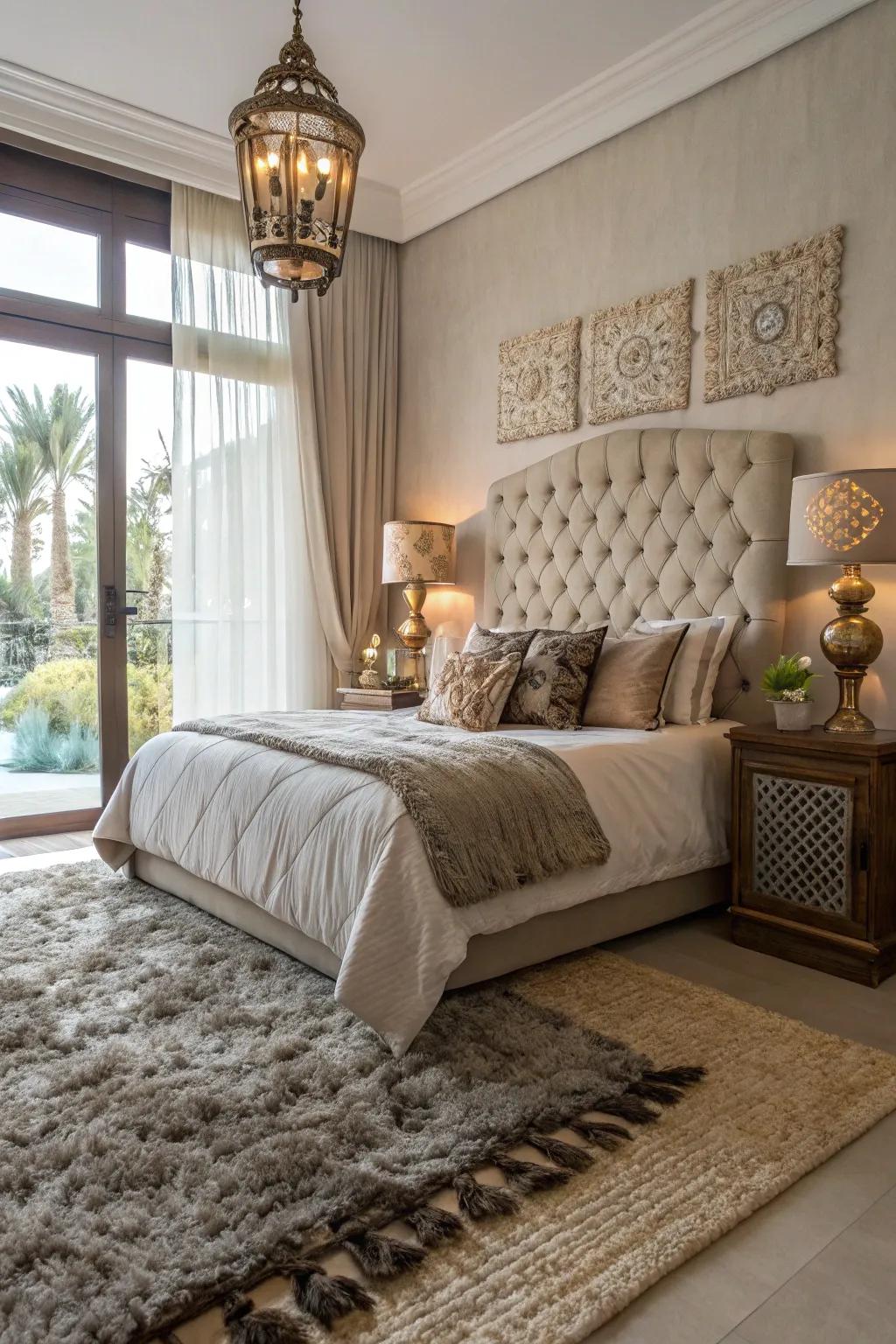 Layered plush rugs add a luxurious touch to any room.