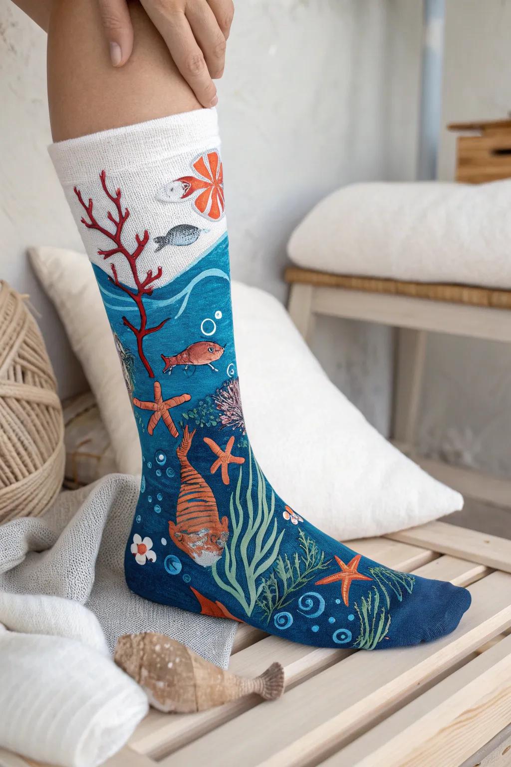 Dive into creativity with a splash of ocean-inspired artistry on your leg cast!