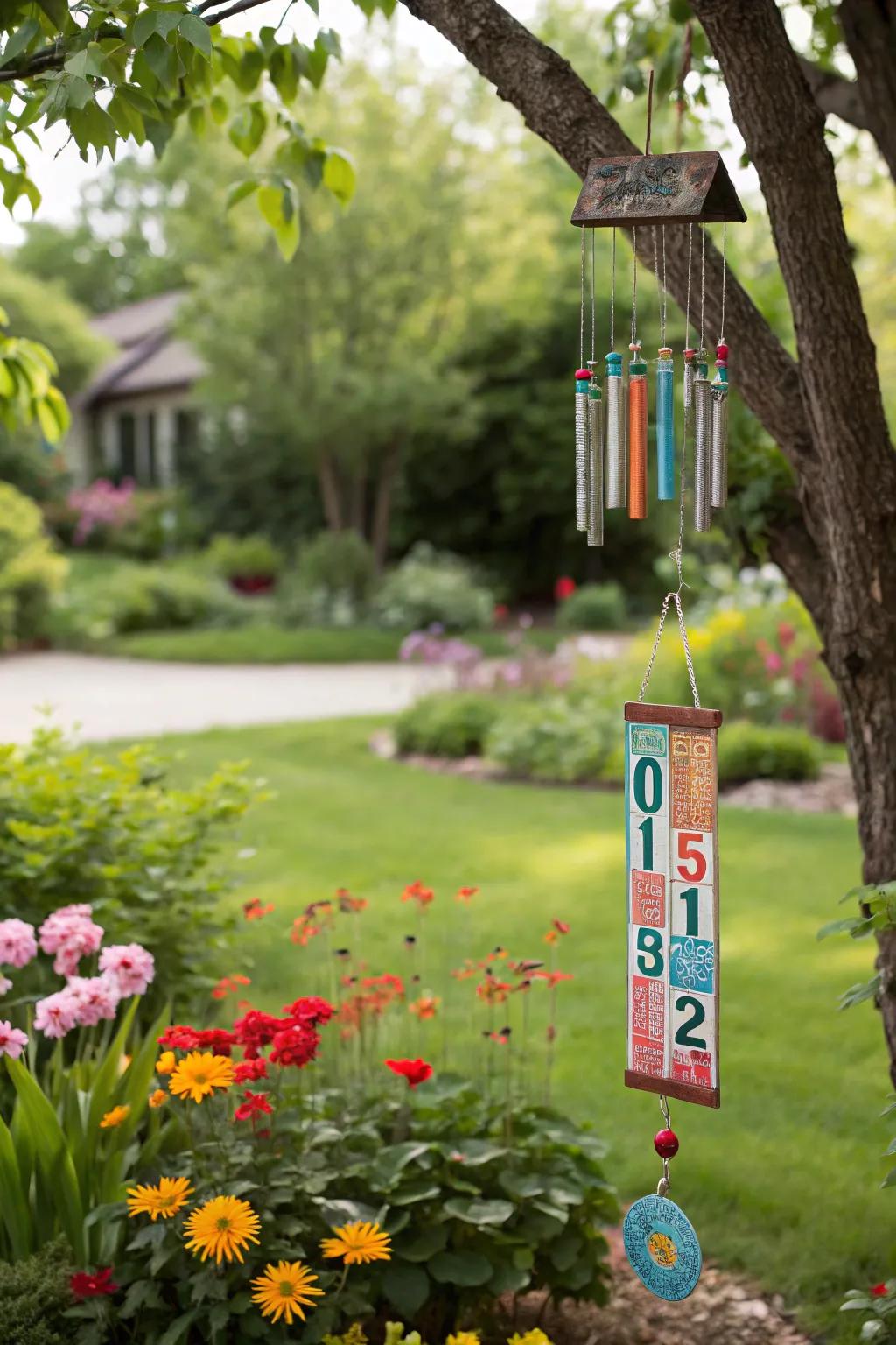 A DIY wind chime that adds a delightful sound to your outdoor space.