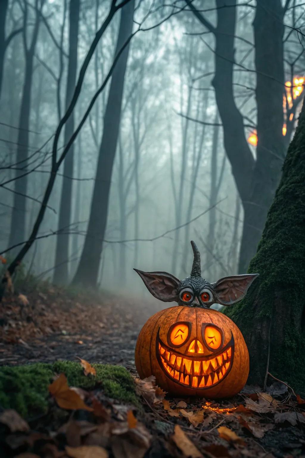 Add a touch of Halloween mischief with a goblin-themed pumpkin.