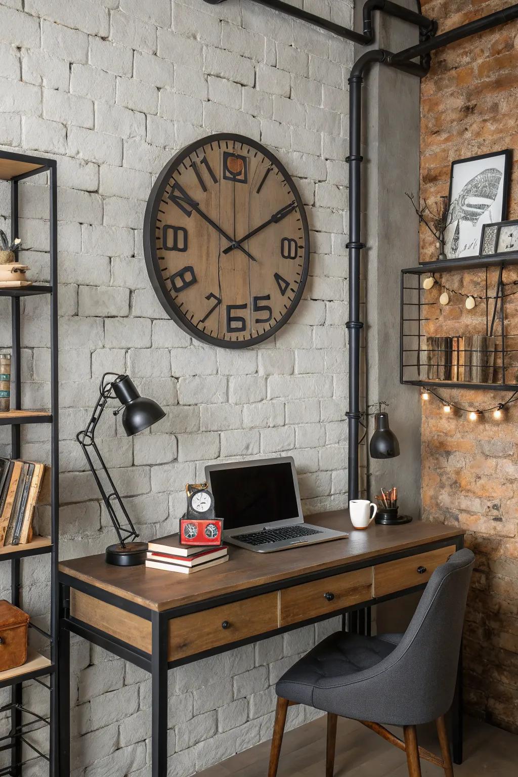 A statement clock adds functional charm and character.