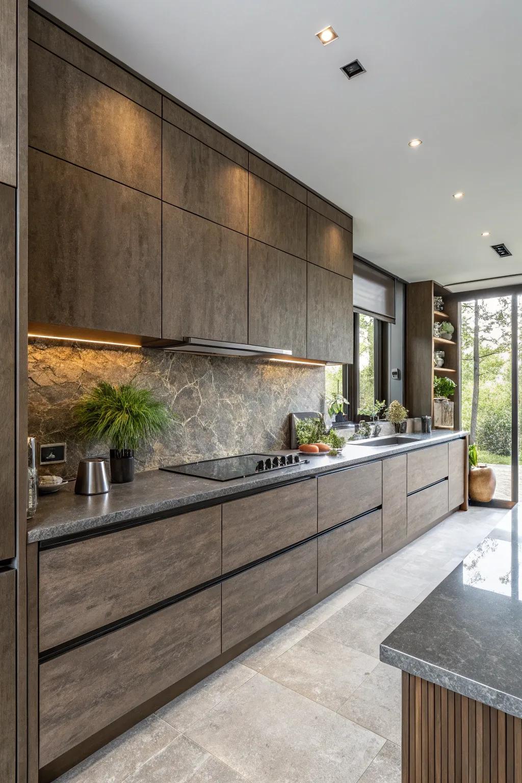 Textured finishes add depth and interest to modern kitchen designs.