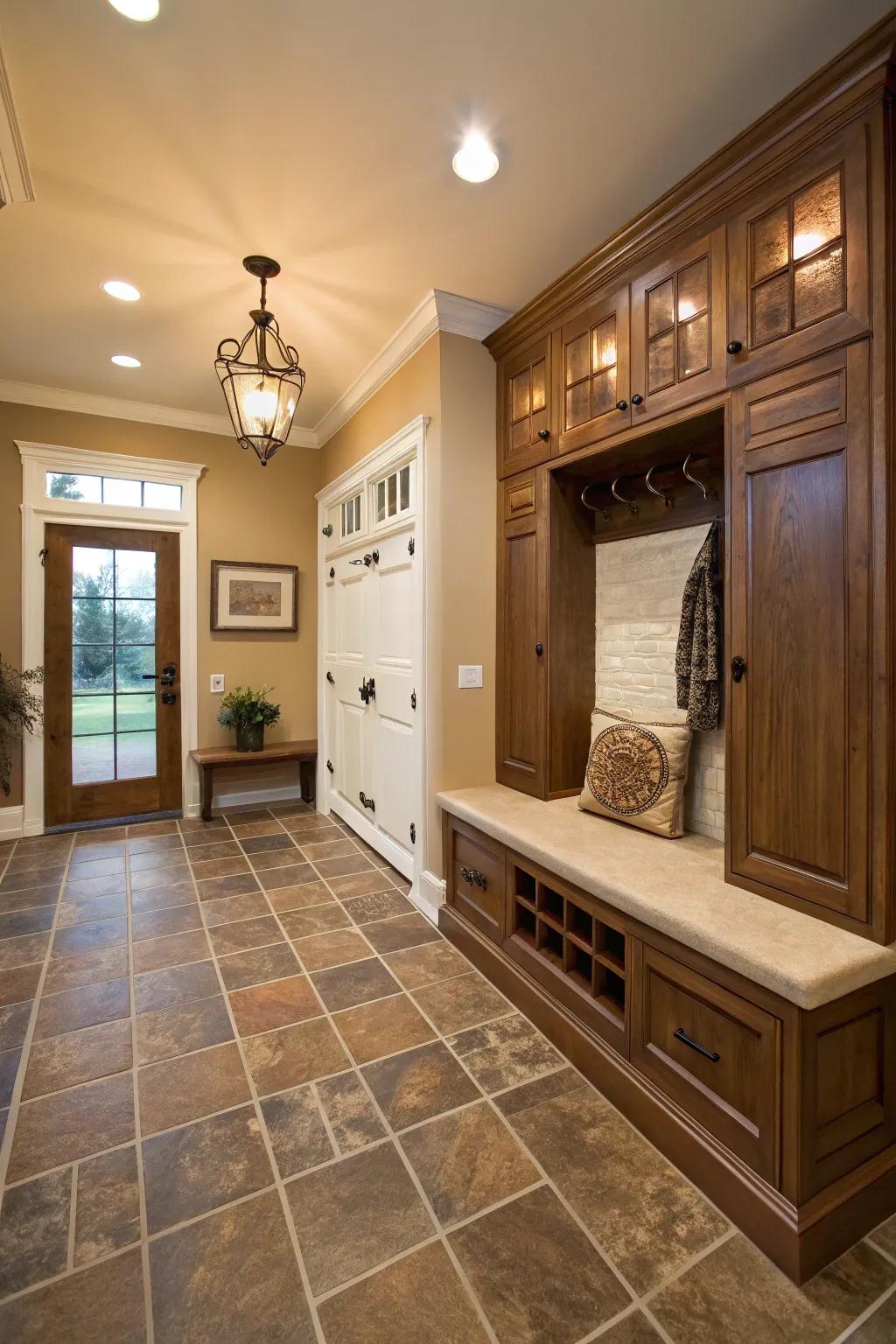 Heated floors add a touch of luxury and comfort to your mudroom.