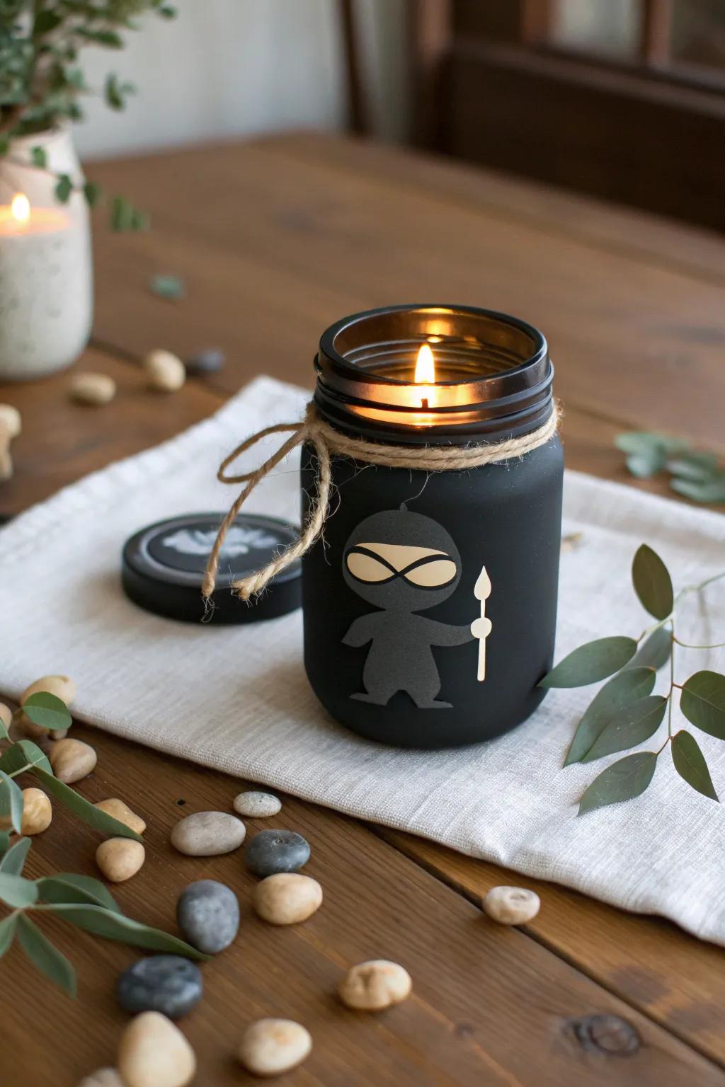 Transform ordinary glass jars into striking ninja candle holders and illuminate your space with creativity and style.