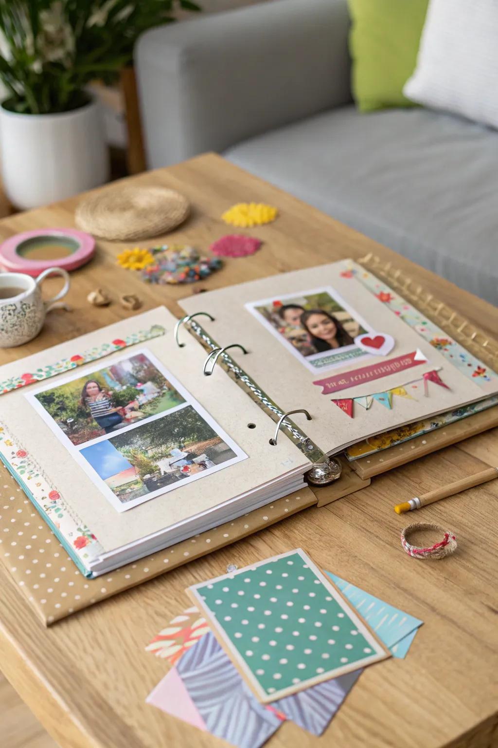 DIY photo albums capturing treasured memories.