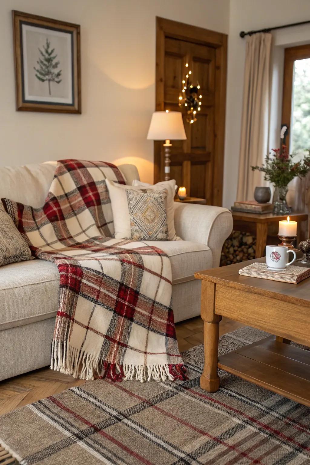 Add a classic touch to your home with plaid patterns that offer warmth and timeless charm.