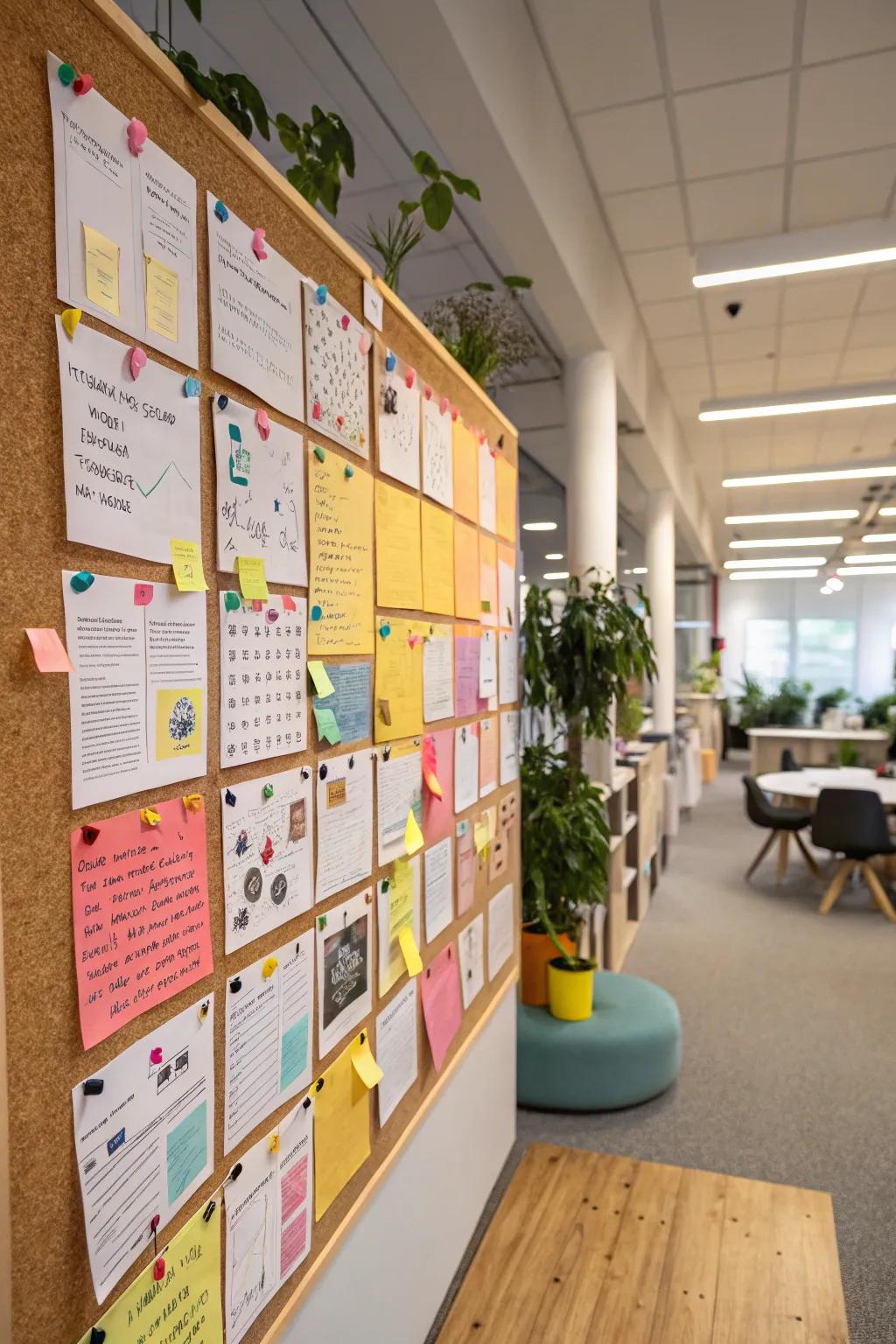 Corkboards provide a dynamic, creative workspace for ideas.