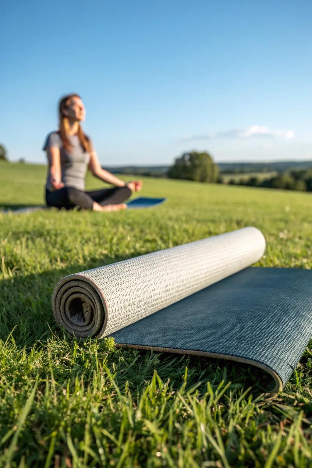 Find peace and balance with an outdoor yoga mat.