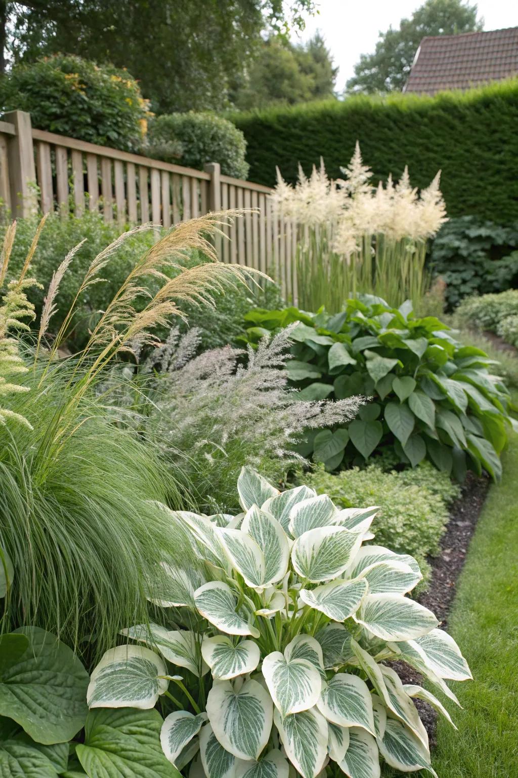 A mix of textures adds visual interest to the garden.