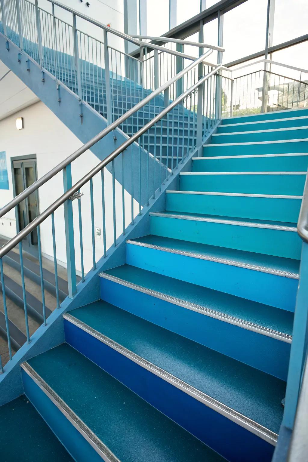 A gradient effect brings visual interest to this staircase.