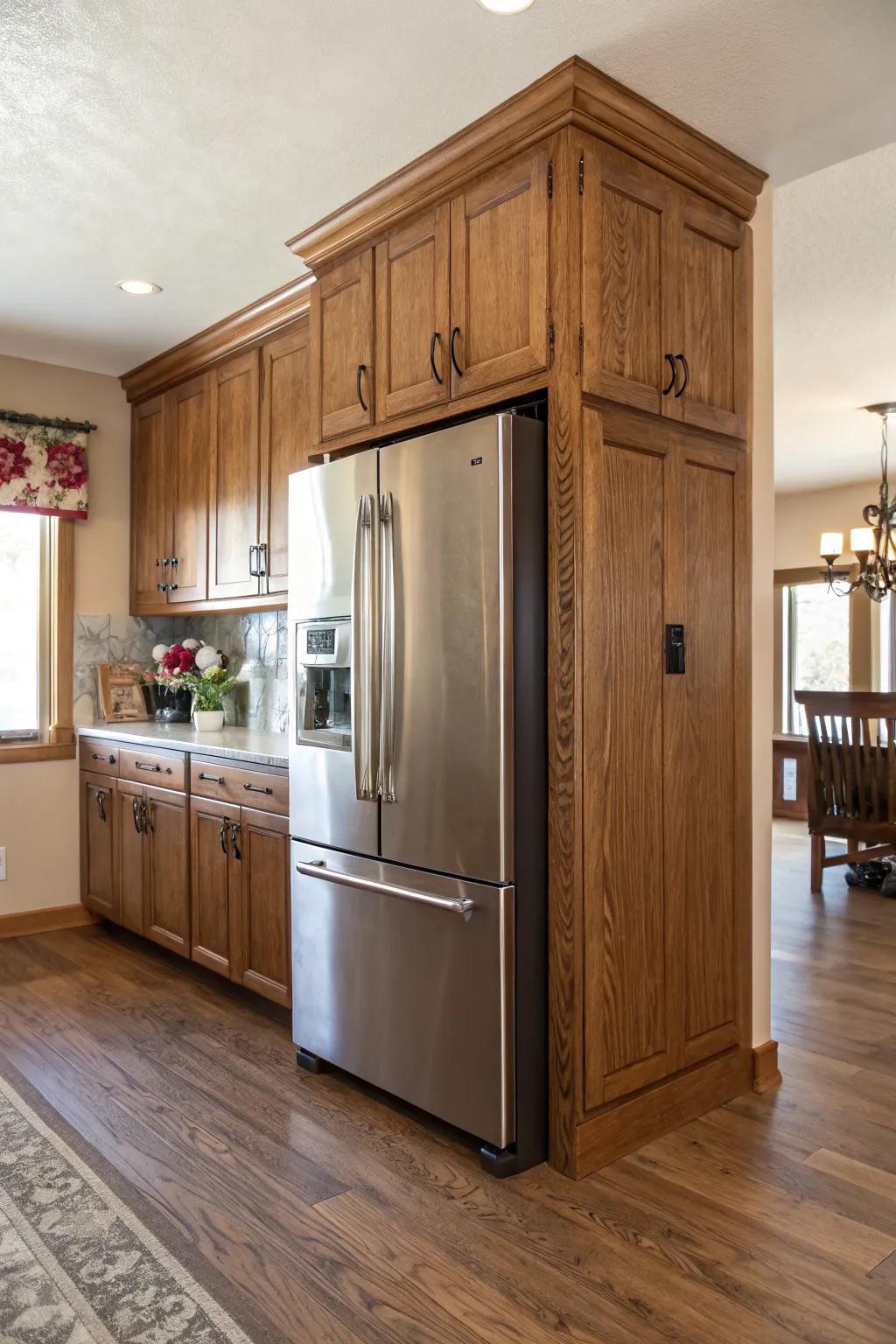 A faux wood finish adds warmth and texture to your kitchen design.