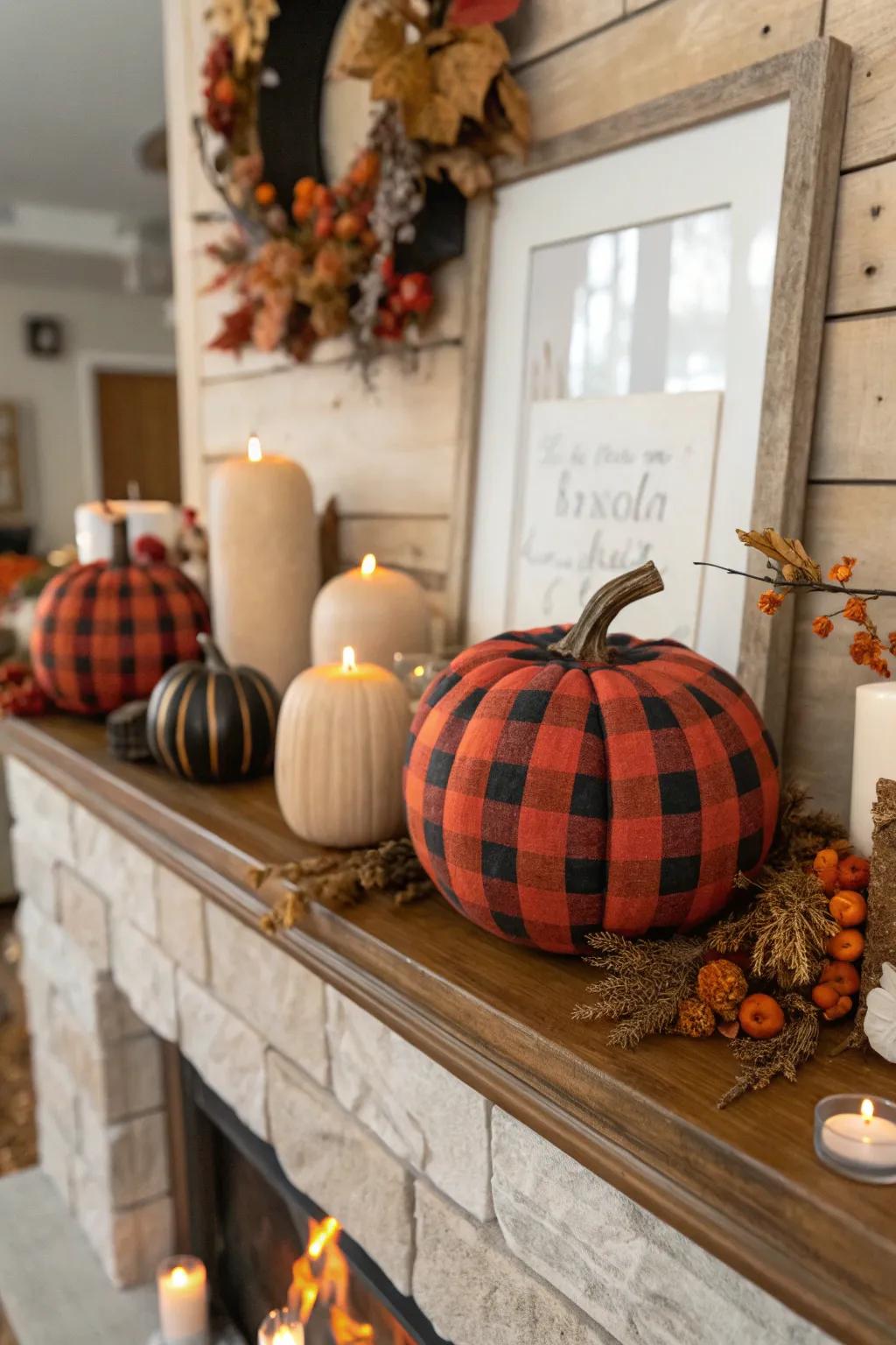 Buffalo plaid pumpkins bring warmth and coziness to your decor.