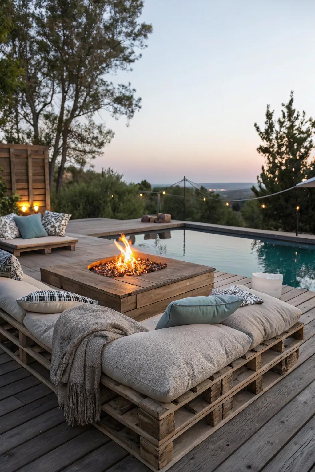 A fire pit makes your deck a cozy evening retreat.