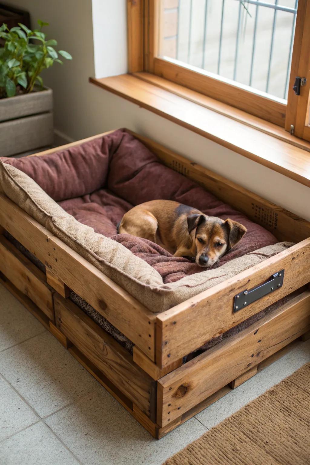 Transform a simple pallet into a cozy haven for your pet with this eco-friendly bed idea!