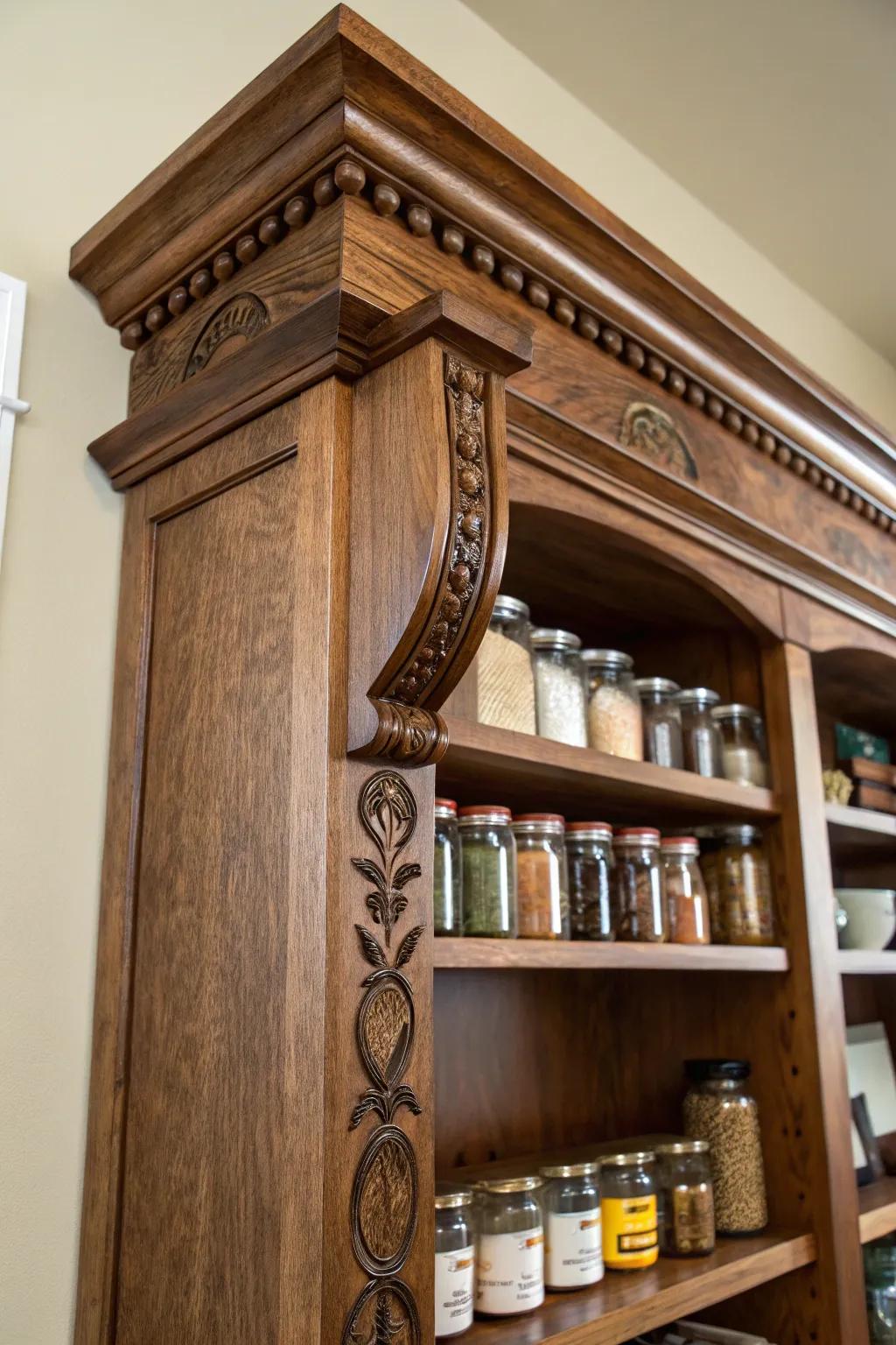 Elevate your storage game: Masterfully crafted shelf supports for a stunning and organized pantry.