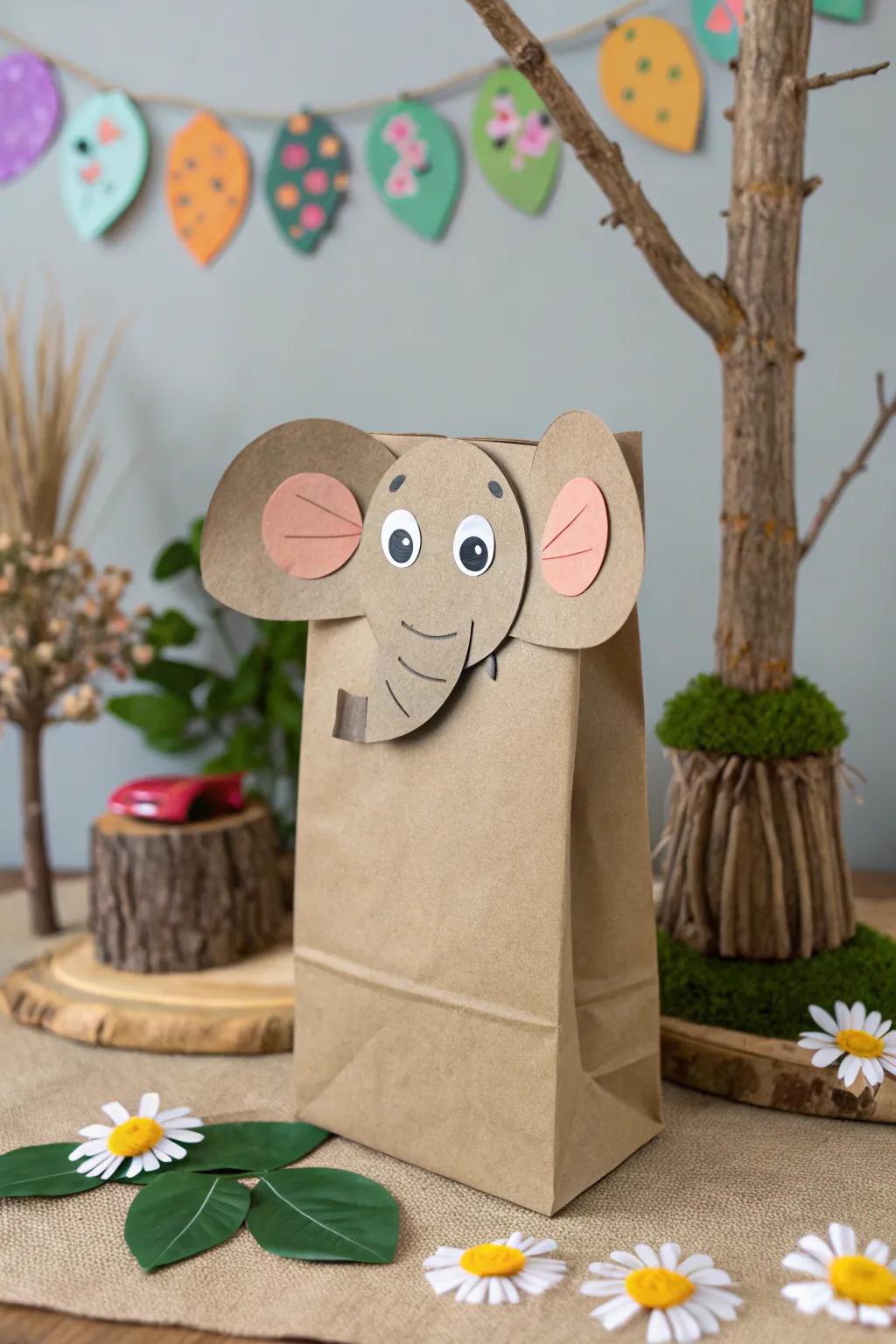 A gentle elephant puppet that captures hearts.