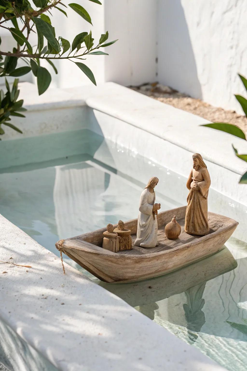 Embrace simplicity and craftsmanship with this serene clay boat diorama, where timeless stories meet minimalist beauty.
