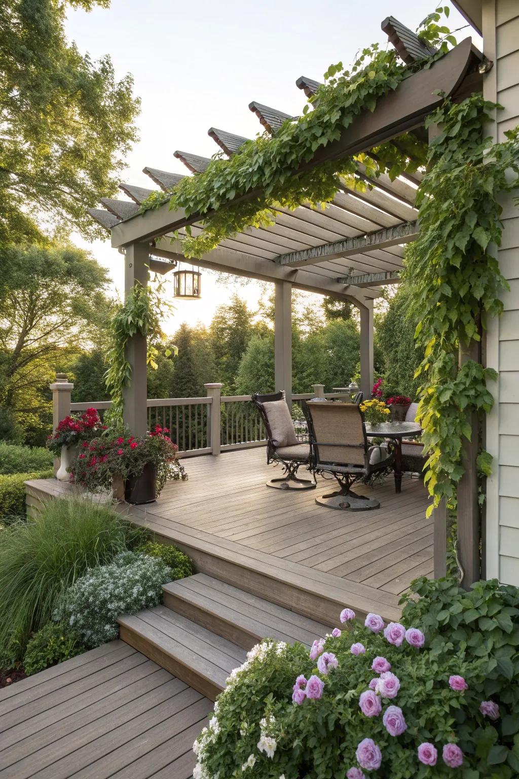 A shaded composite deck offers a cool retreat.