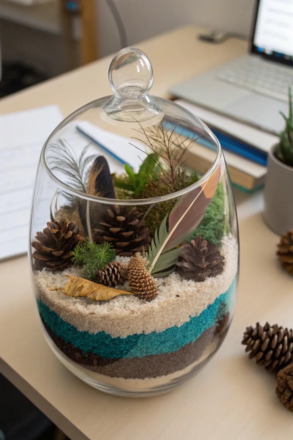 Bring nature into your home with a pine cone terrarium.