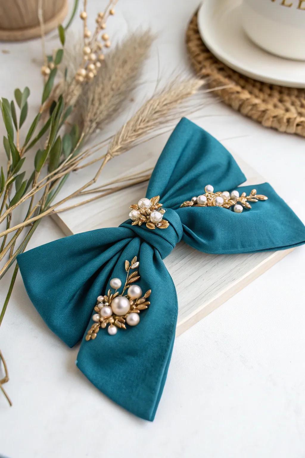 Elevate your bow-making game with a touch of elegance—add beads for the perfect blend of simplicity and sparkle.
