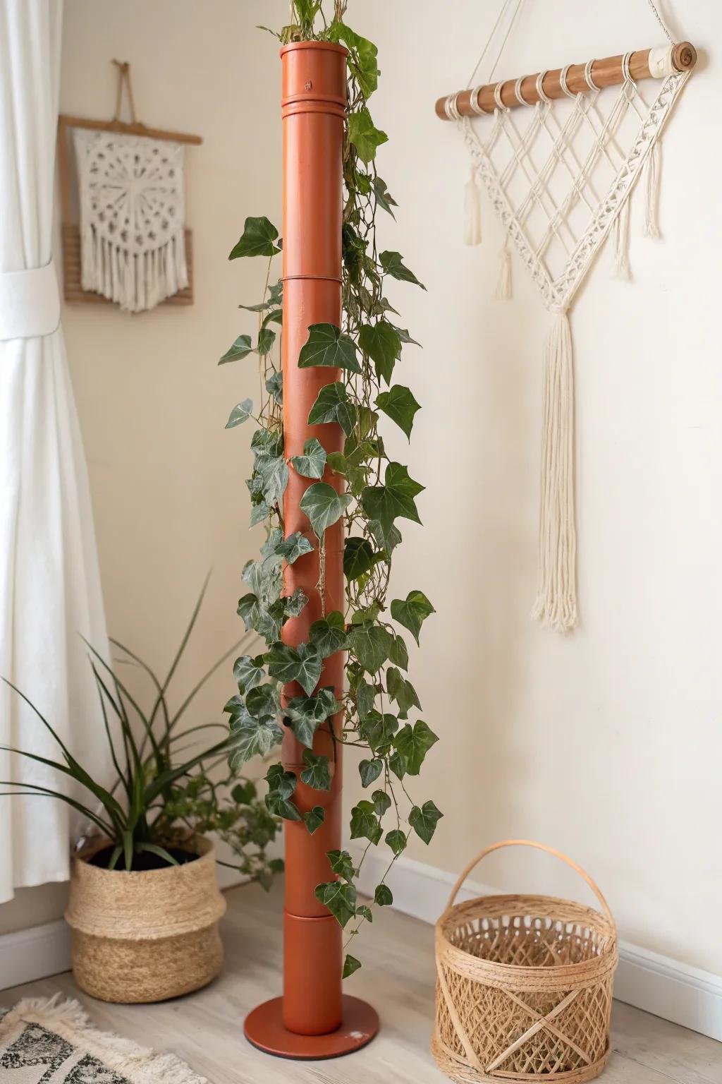 Transform your space with a chic and colorful PVC plant pole - where minimalist style meets bohemian elegance.