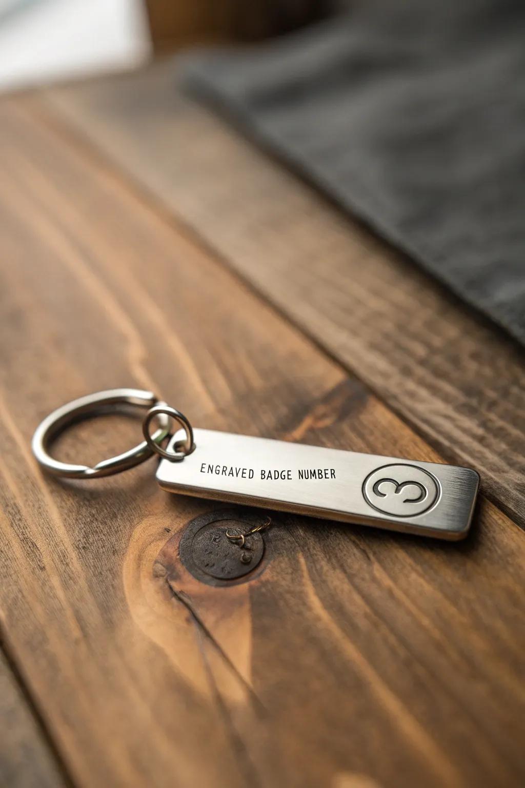 A keychain that keeps their badge number close.