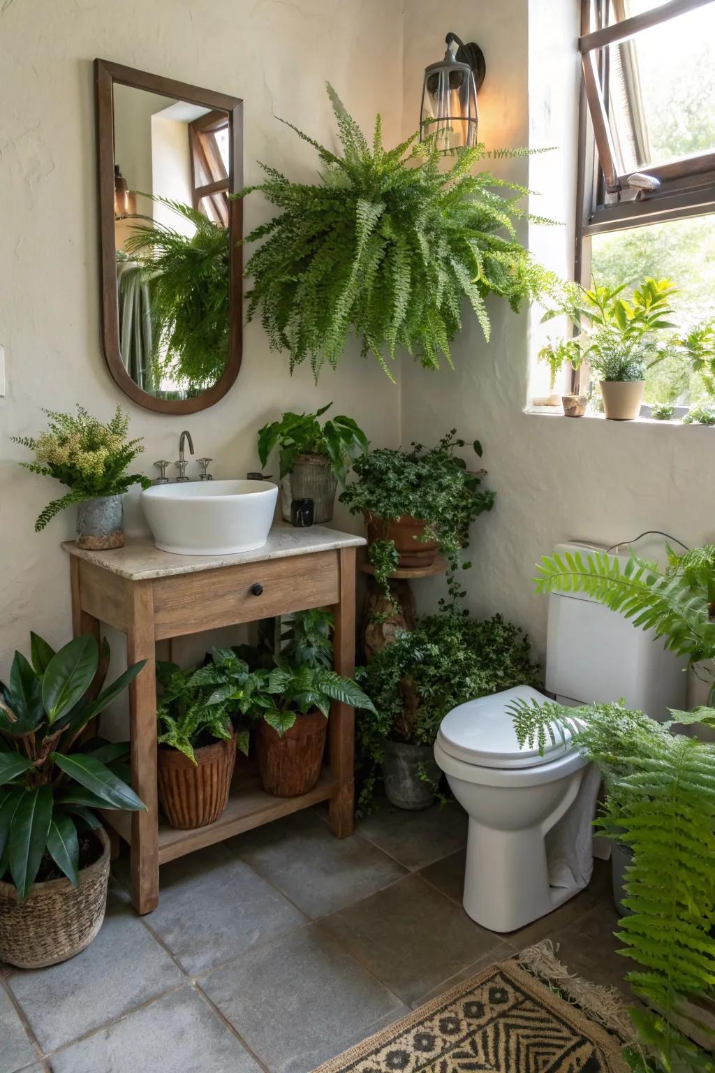 Incorporating greenery can make your powder room feel fresh and inviting.