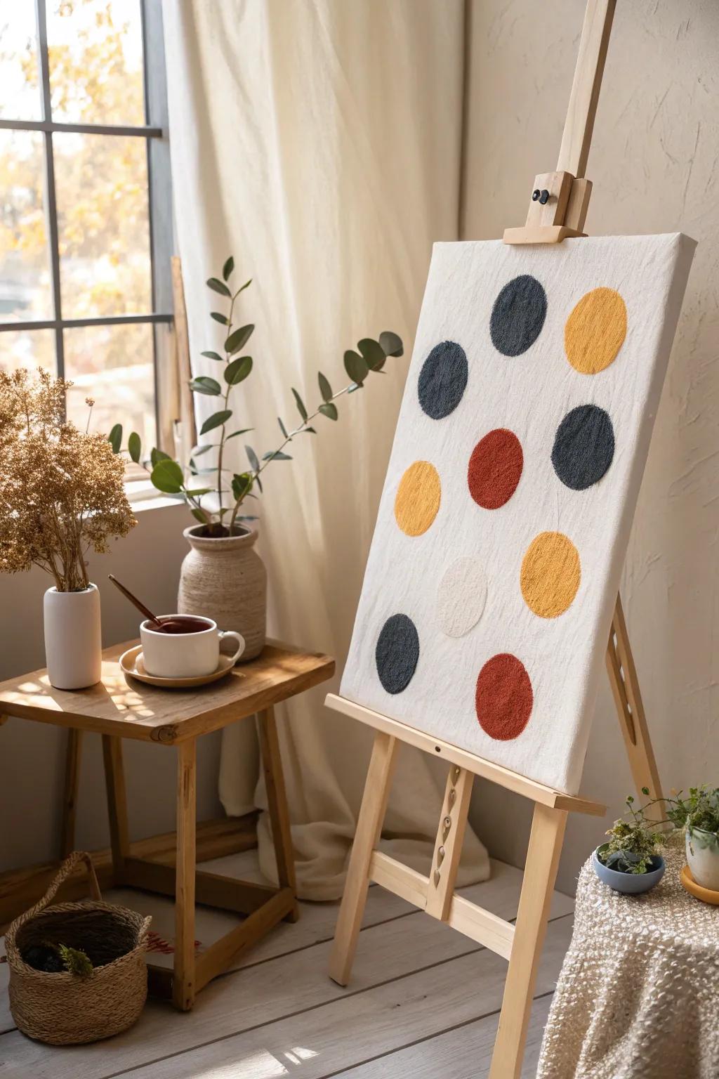 Infuse your space with whimsy and style with oversized puffy polka dots, where minimalist elegance meets playful creativity.