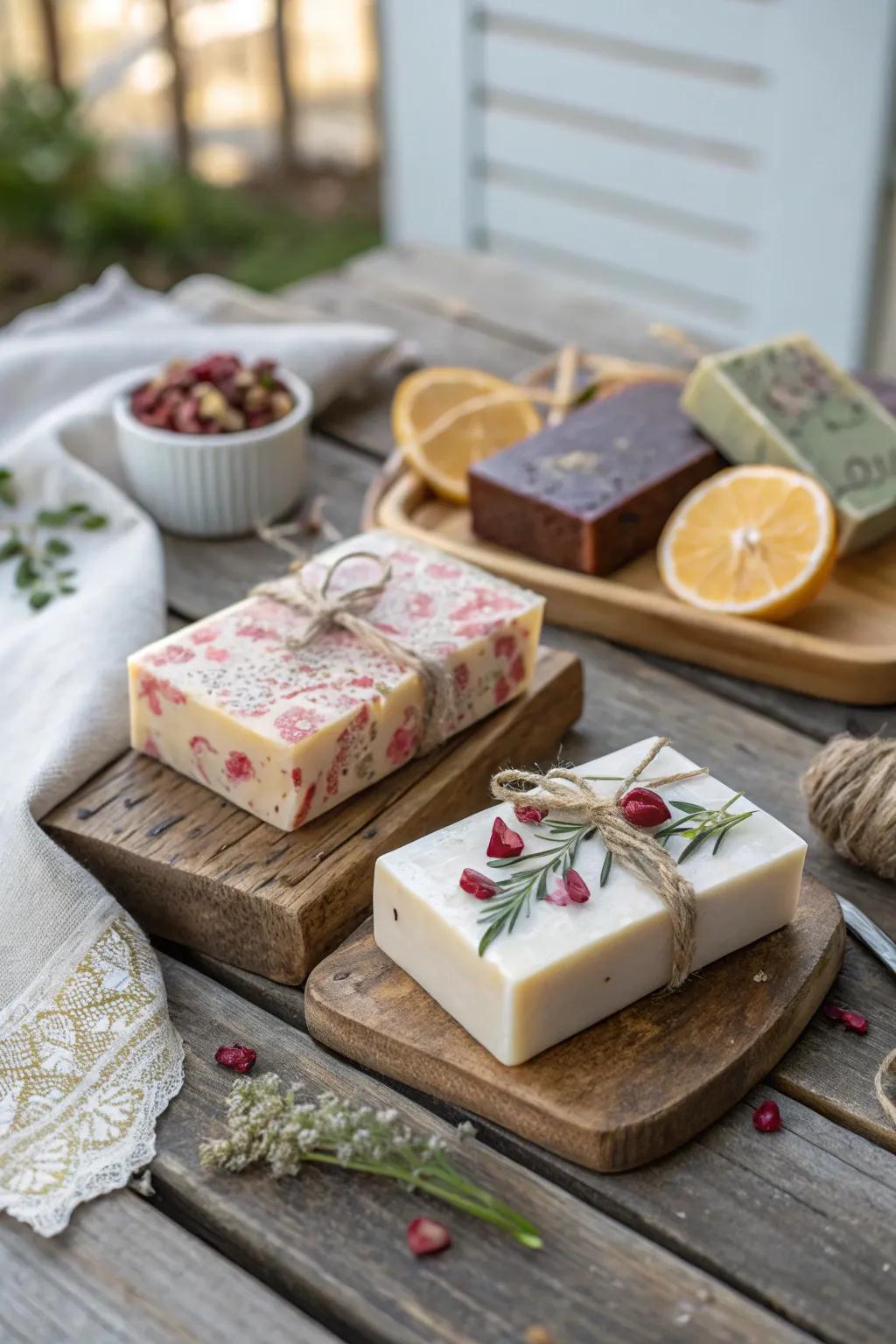 Handmade soap bars: a fragrant and eco-friendly gift for guests.