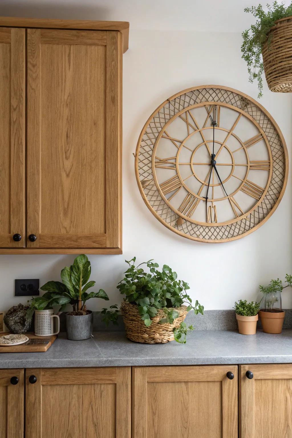 A faceless rattan wall clock is the epitome of minimalist style.