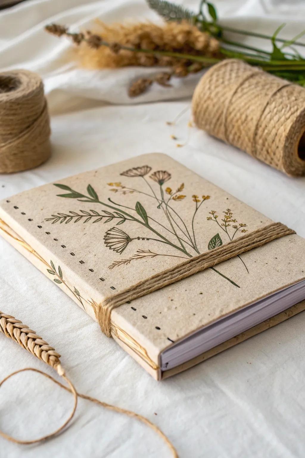 Embrace the art of simplicity with this beautifully crafted recycled paper journal, perfect for capturing your creative inspirations.