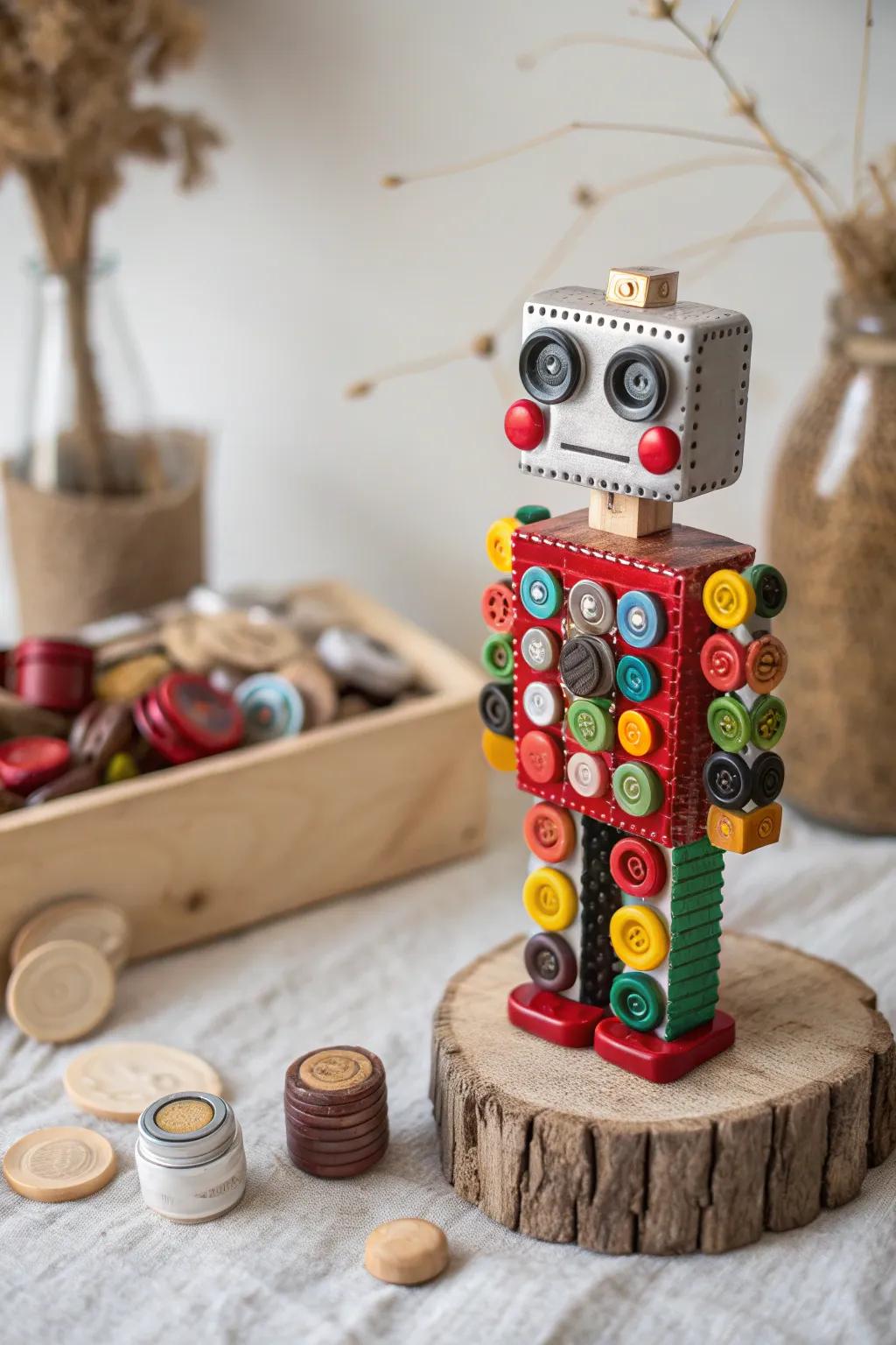 Unleash creativity with recycled loose parts robots - where imagination meets sustainability!