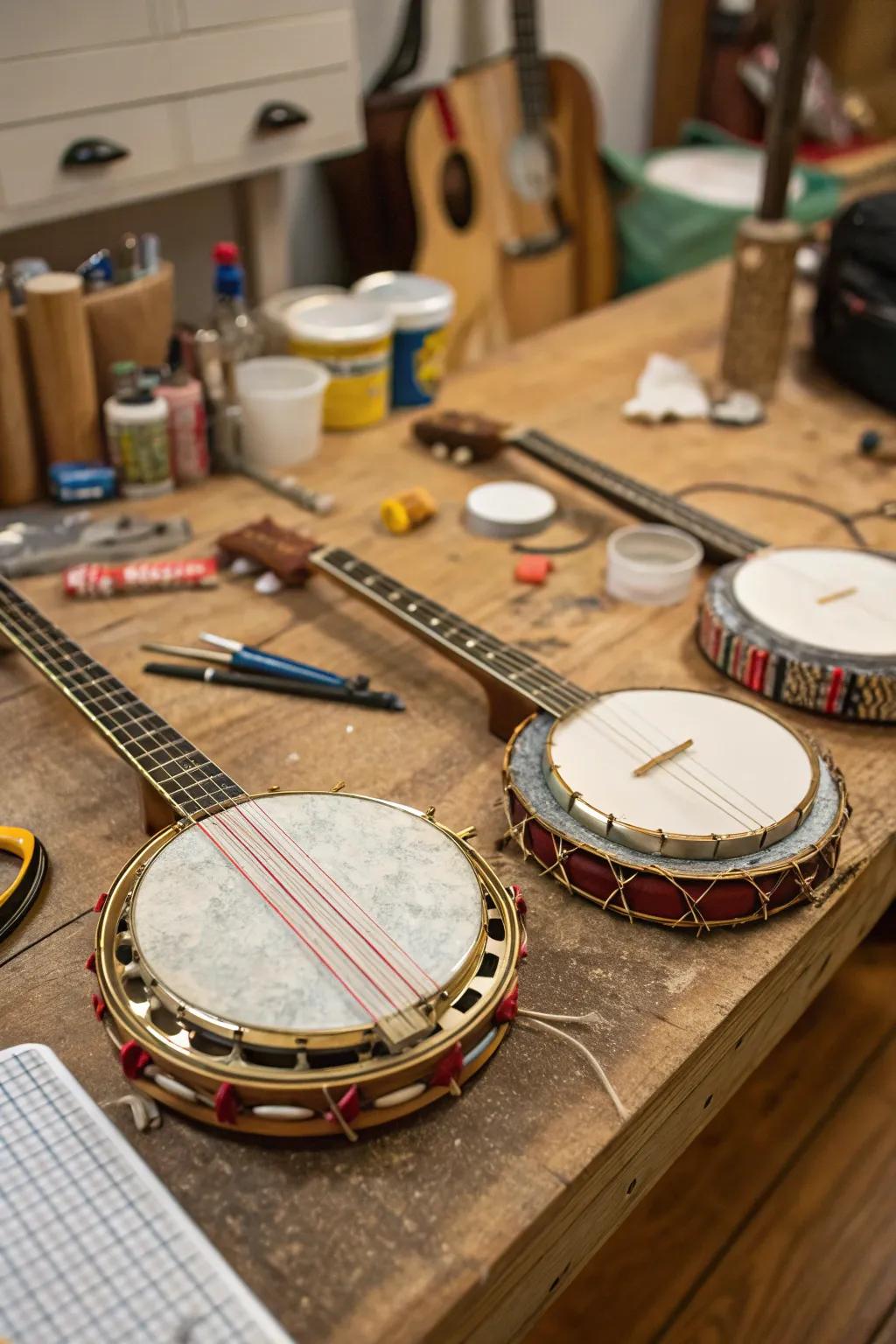 Create musical magic with mini lid banjos.