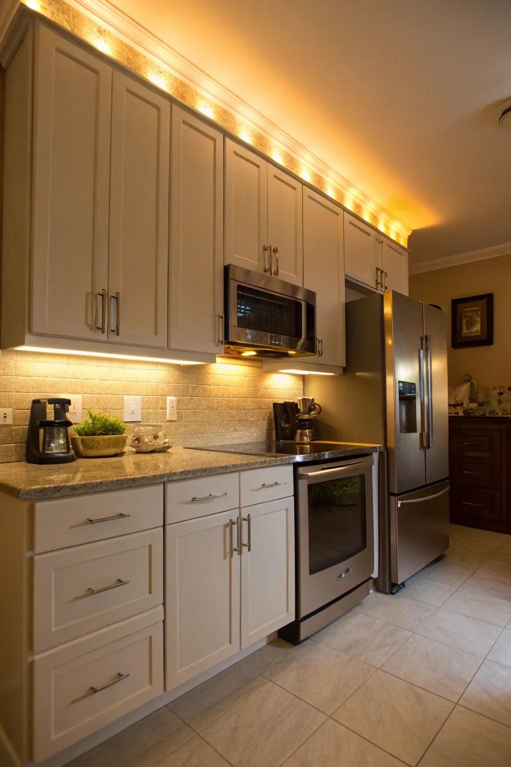 Under-cabinet lighting enhances both form and function.