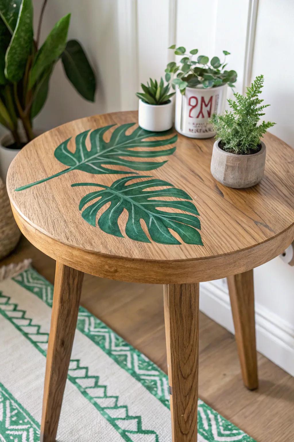 Breathe new life into your space with nature-inspired art on your end table.