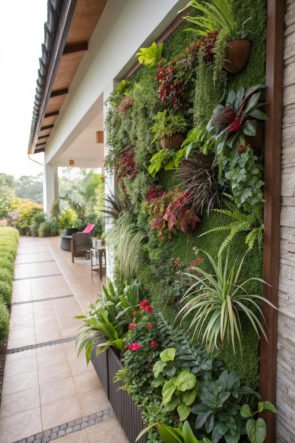 Vertical gardens bring greenery to small spaces.