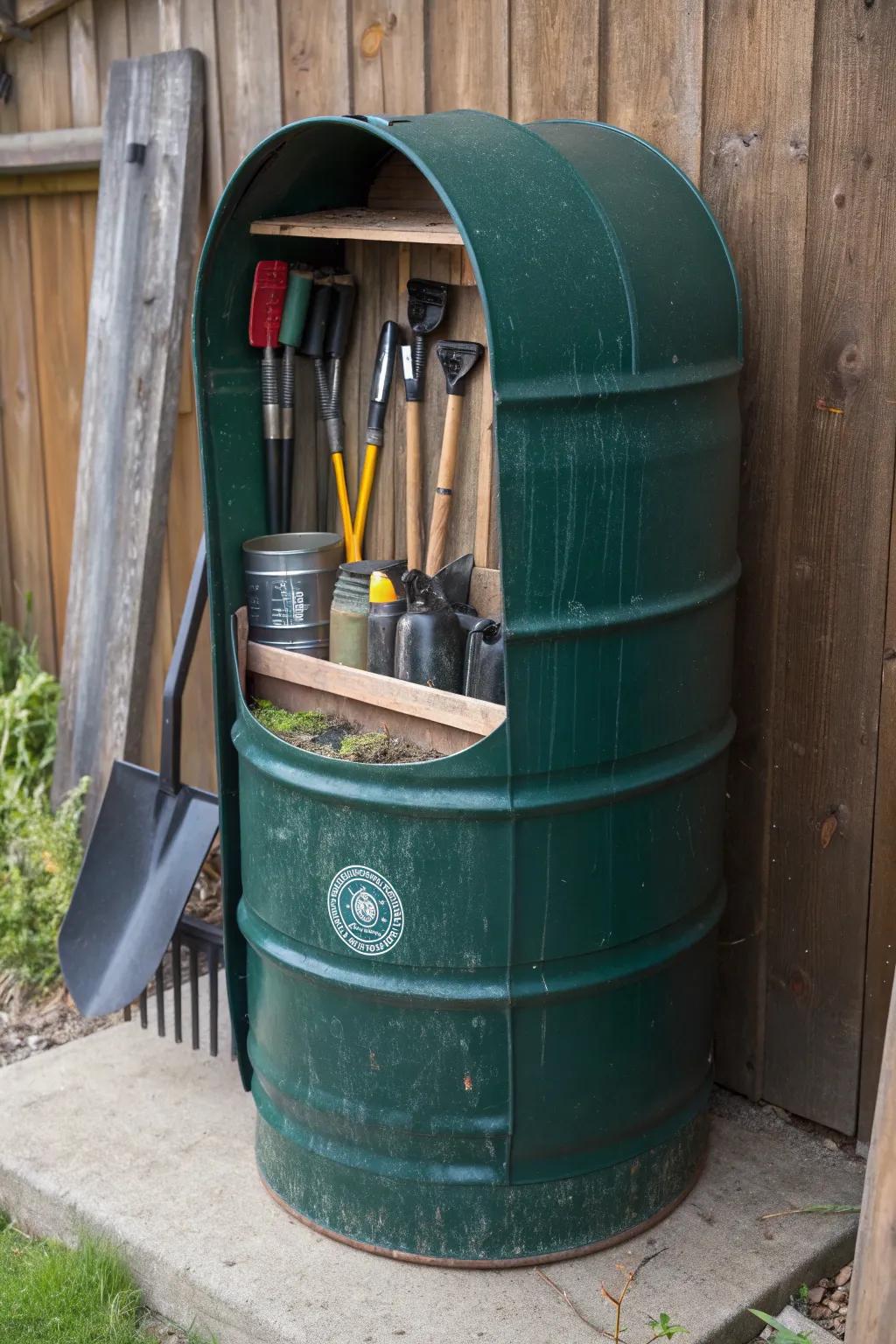 Craftsmanship meets practicality: Transform your garden shed with this stylish tool storage solution.