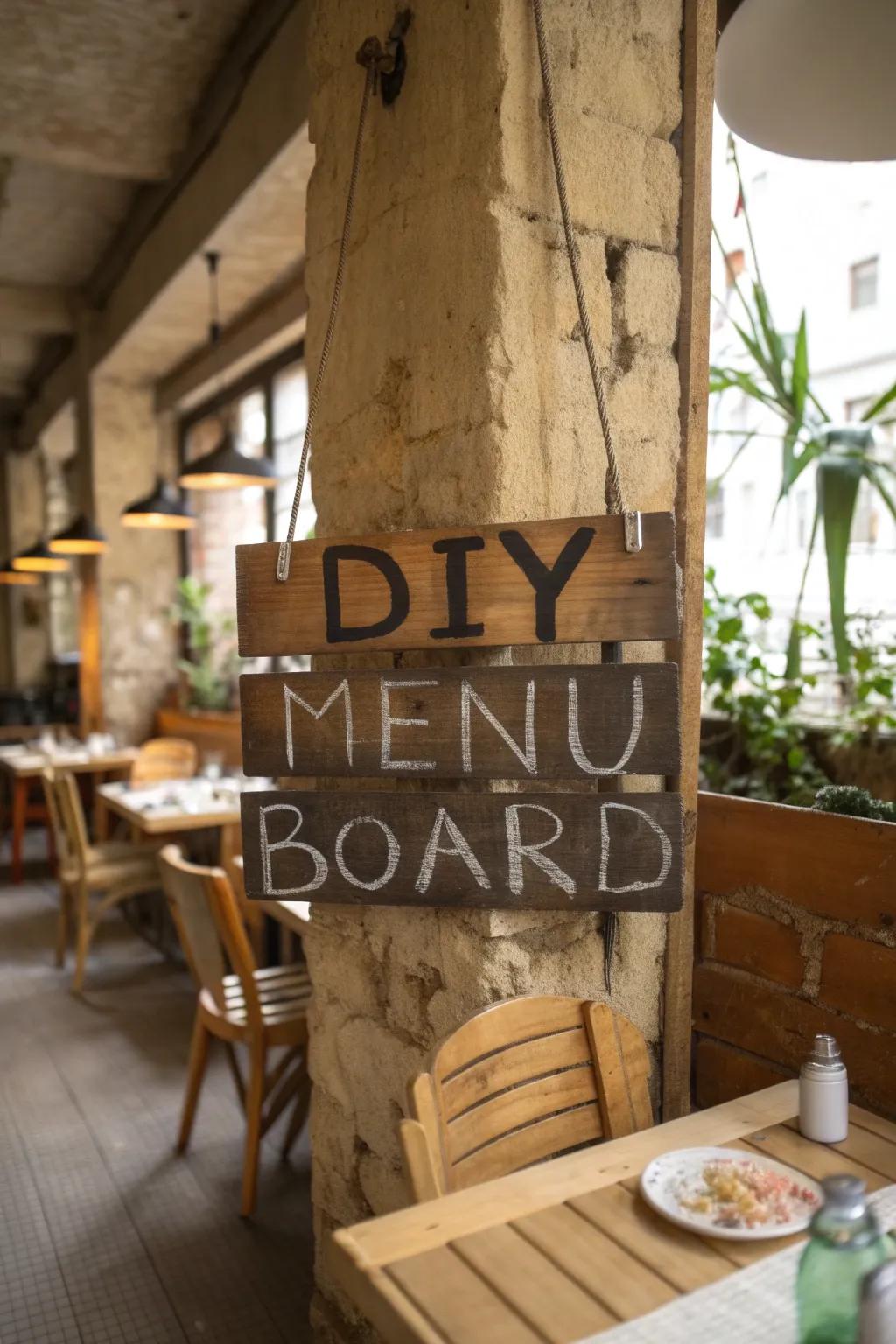 DIY boards add personal charm and character to your menu display.