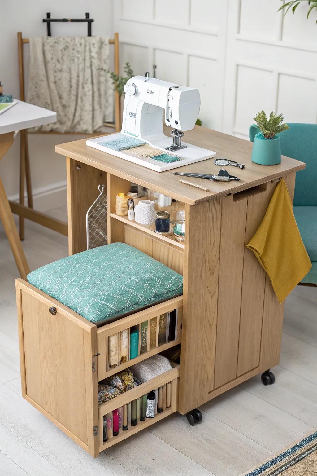 Transform your sewing experience with this chic, portable sewing station - perfect for any space!