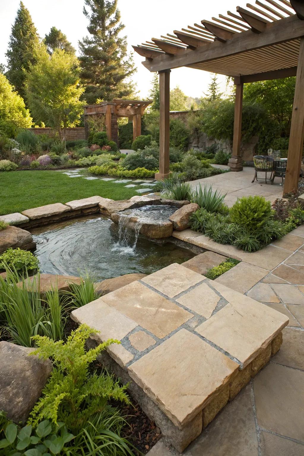 Tranquility with water-featured slabs.