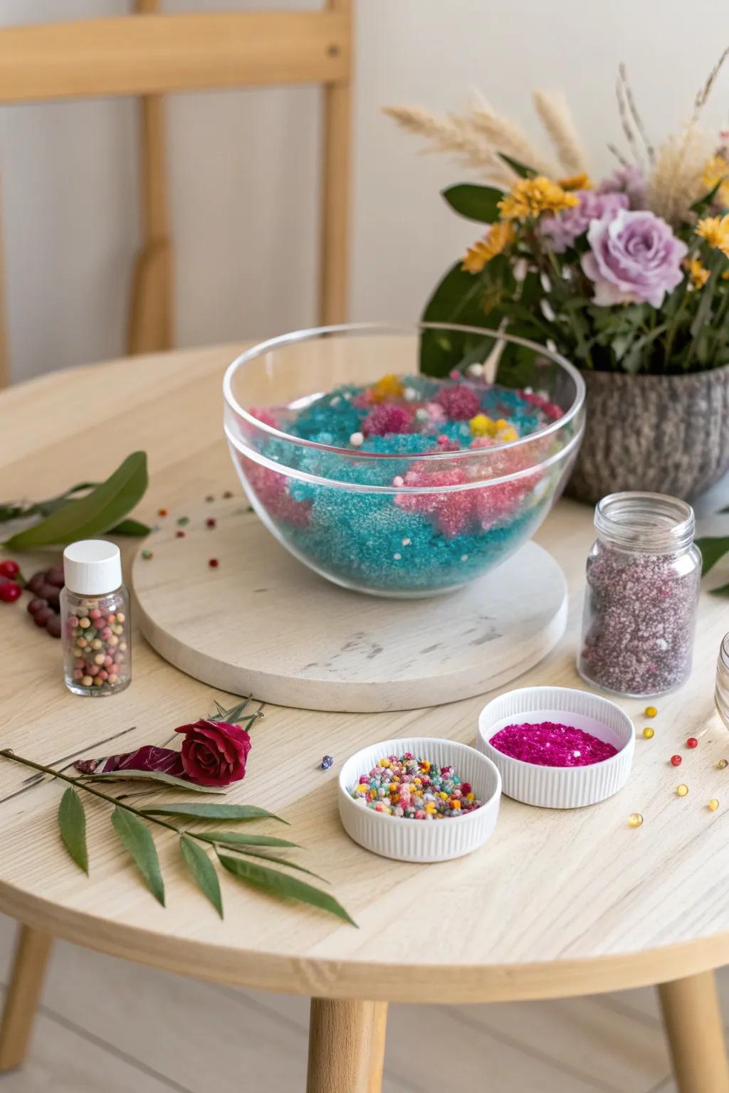 Dive into creativity with our chic Slime Buffet setup—where simplicity meets vibrant fun!