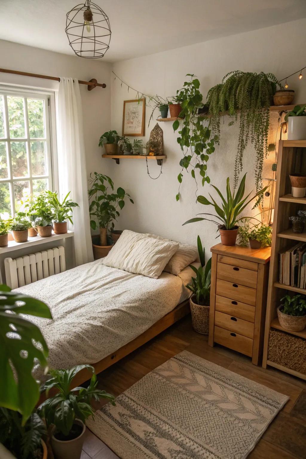 Incorporating nature elements can bring tranquility to your bedroom.