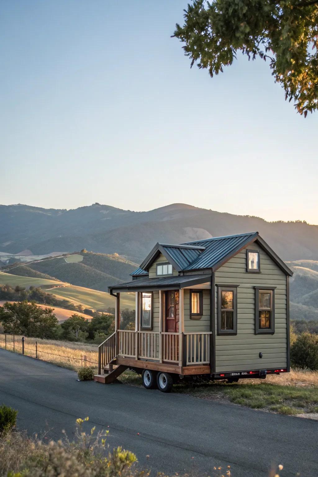 A tiny house on wheels offers freedom and flexibility.