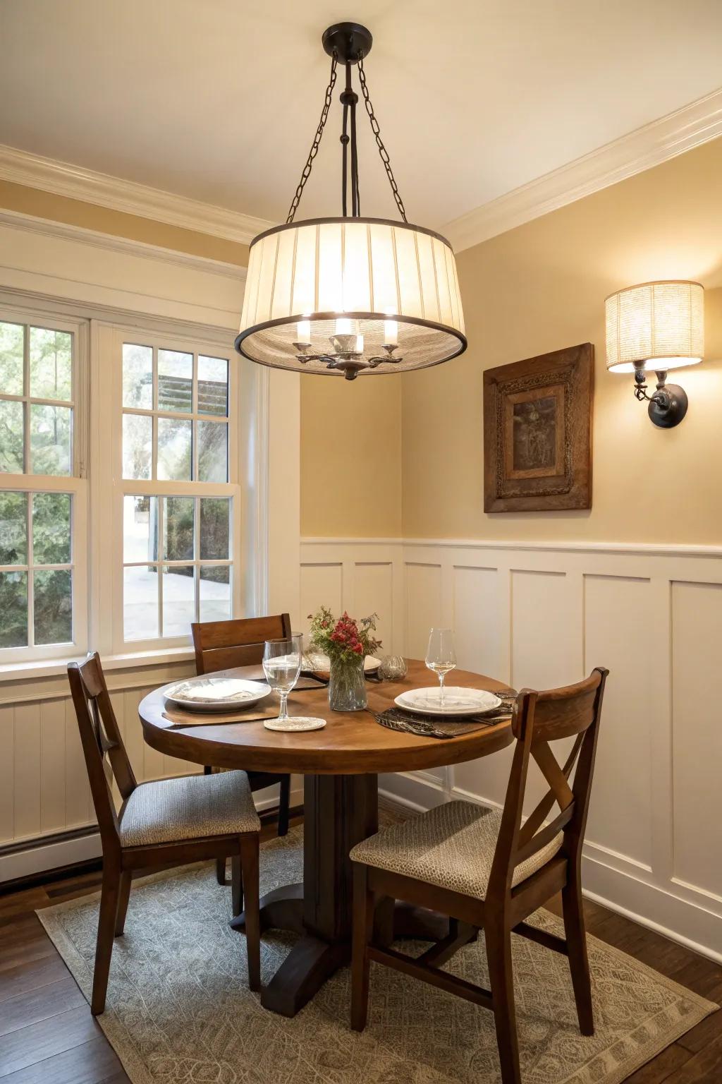 Pendant lights define your dining space beautifully.