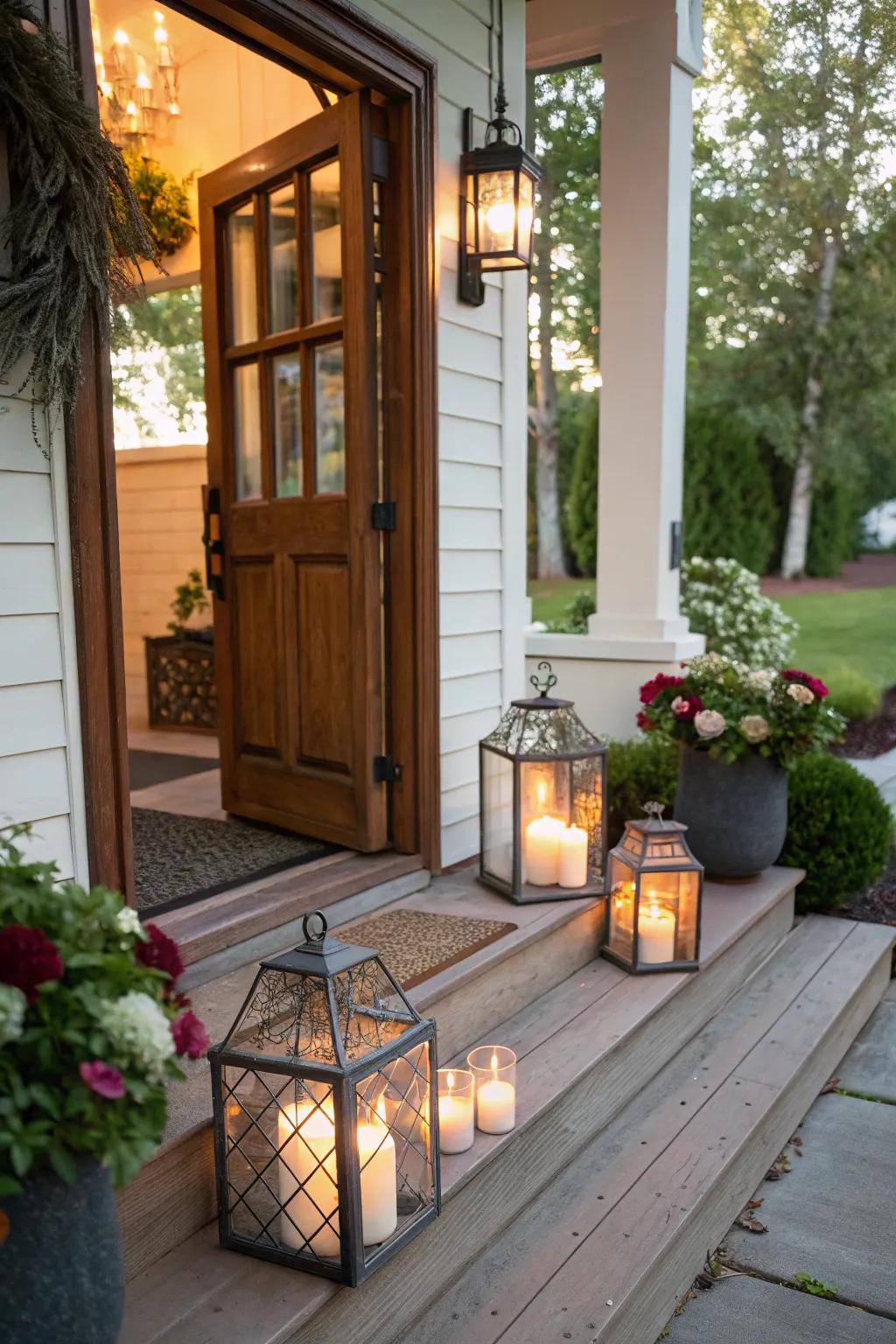 Lanterns add warmth and ambiance.